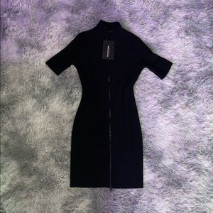 Black Zip up Bodycon Dress